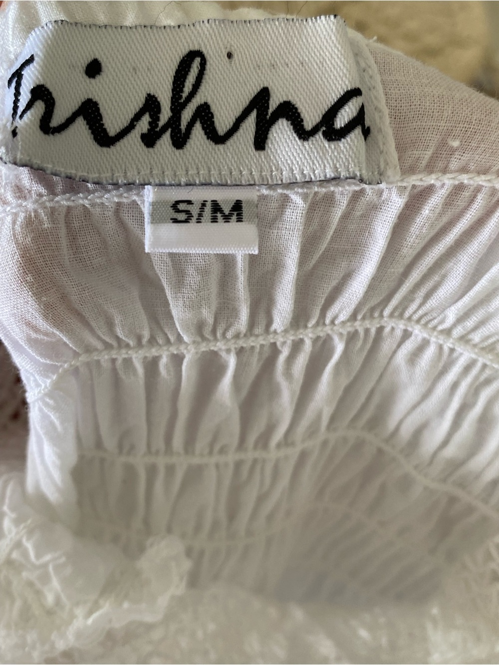 Trishna White Cotton Crochet Lace Tiered Midi Dress Cottagecore XS - Picture 10 of 10